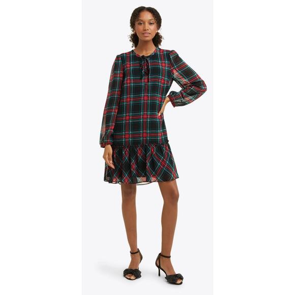 Draper James Red and Green Plaid Dress – Size XXL – Holiday Bow & Ruffle Detail - Picture 1 of 7